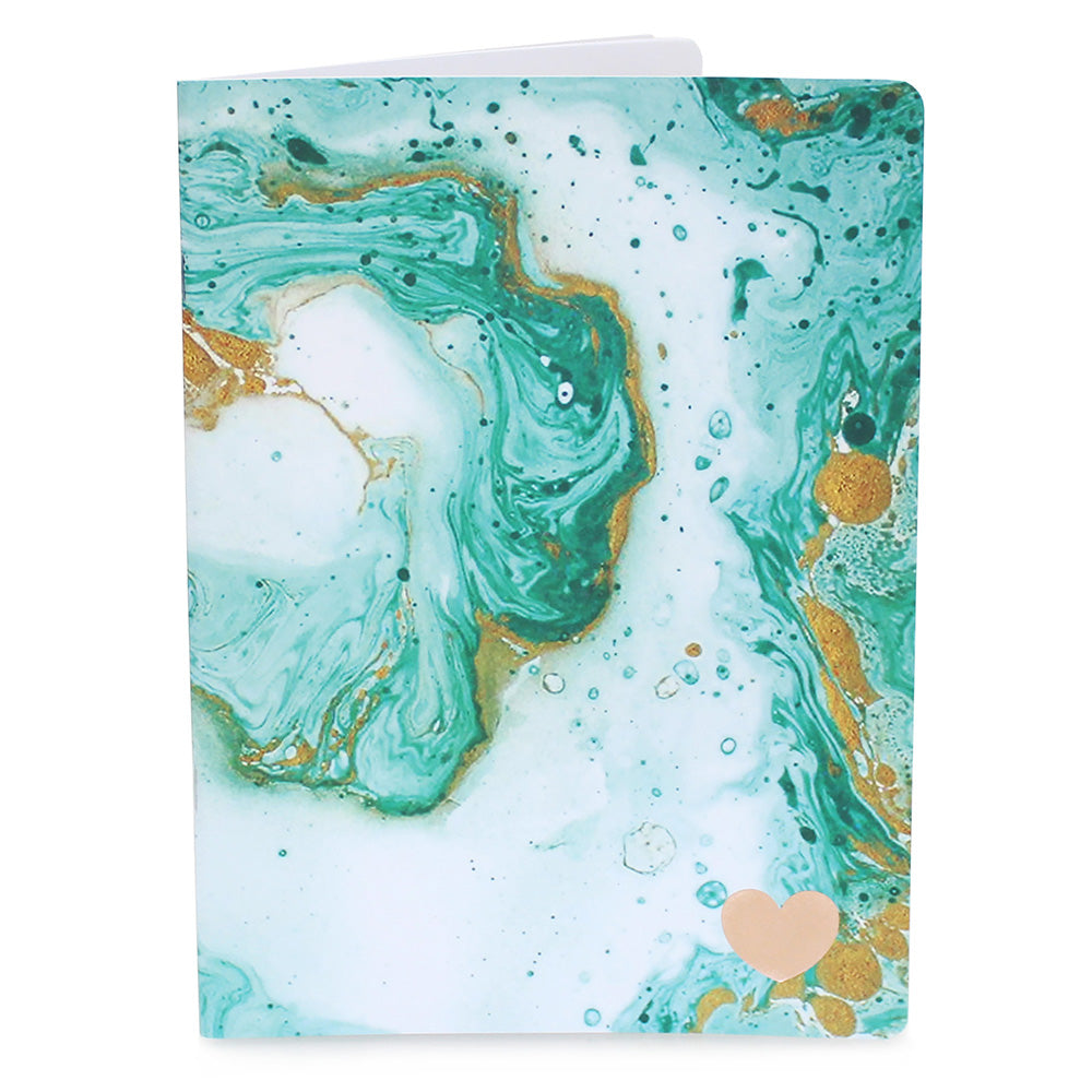 SECONDS Marble Lined Notebook Journal Green
