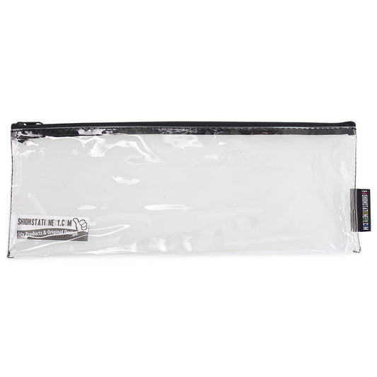 large clear flat exam pencil case black zip