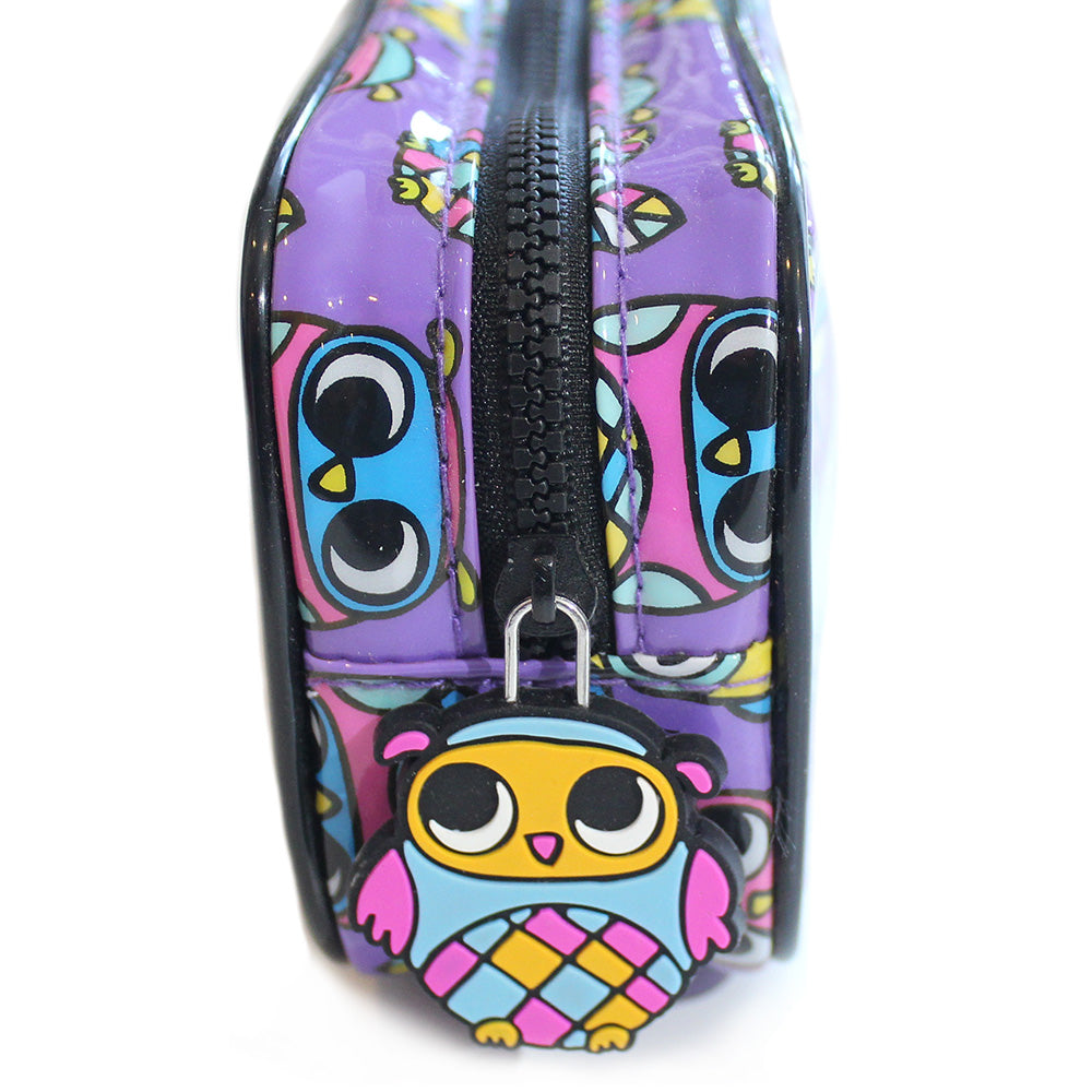 Rectangular cute owls purple pencil case girls school