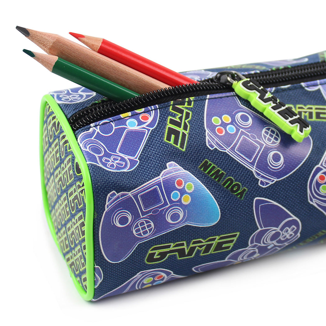 blue green gamer pencil case boys girls school stationery