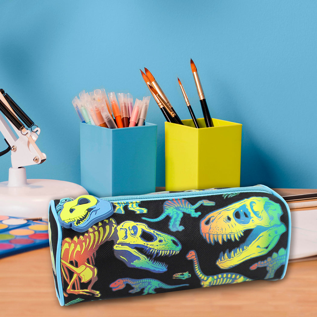 neon dinosaurs black pencil case boys girls school stationery