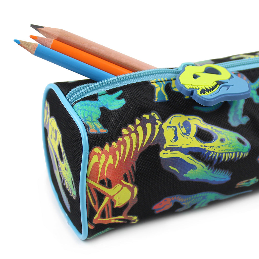 neon dinosaurs black pencil case boys girls school stationery