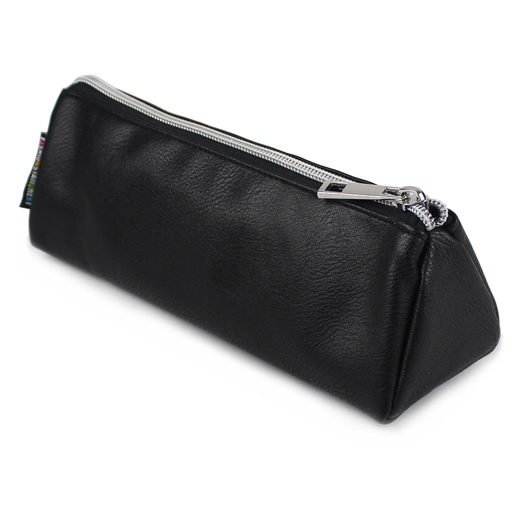 triangular black pencil case makeup bag women girls teens