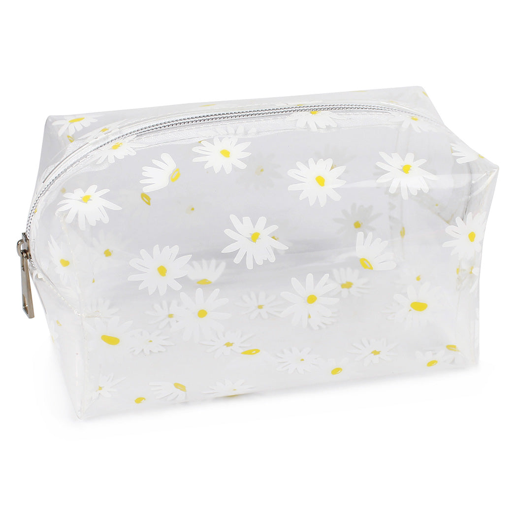 Clear Daisy Pencil Case see-through Makeup Bag Women Girls