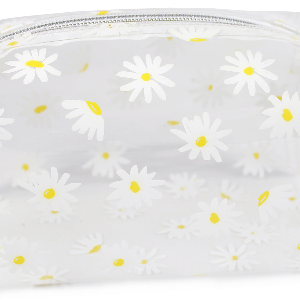 Clear Daisy Pencil Case see-through Makeup Bag Women Girls