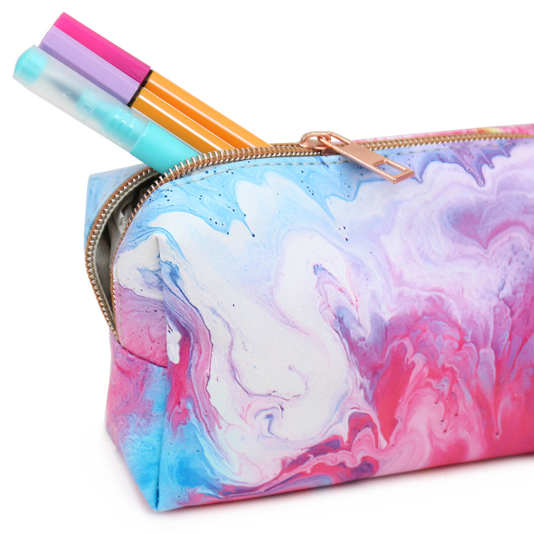 pink marble pencil case girls women makeup bag cosmetics case