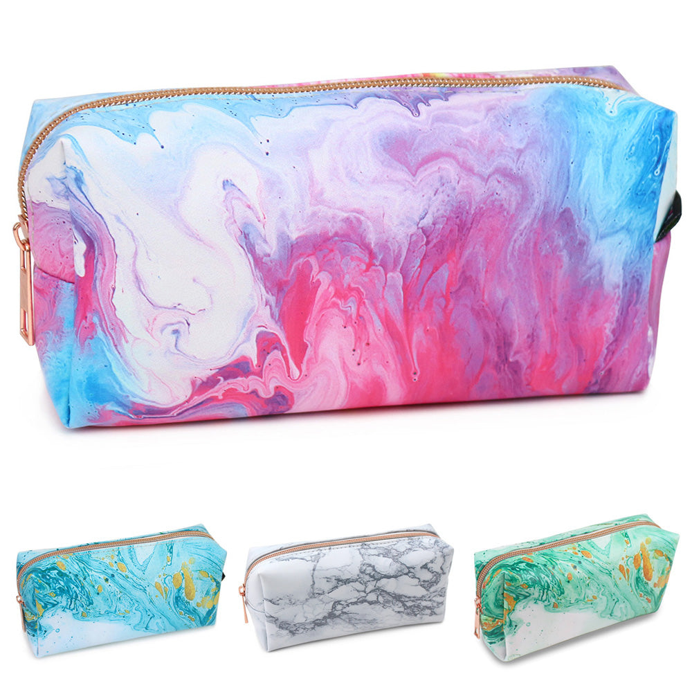 pink marble pencil case girls women makeup bag cosmetics case