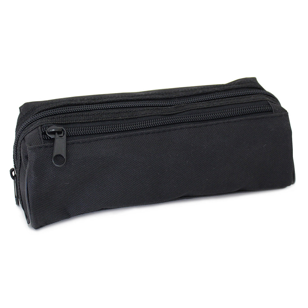 Black Pencil Case 2 Black Zips Boys Girls