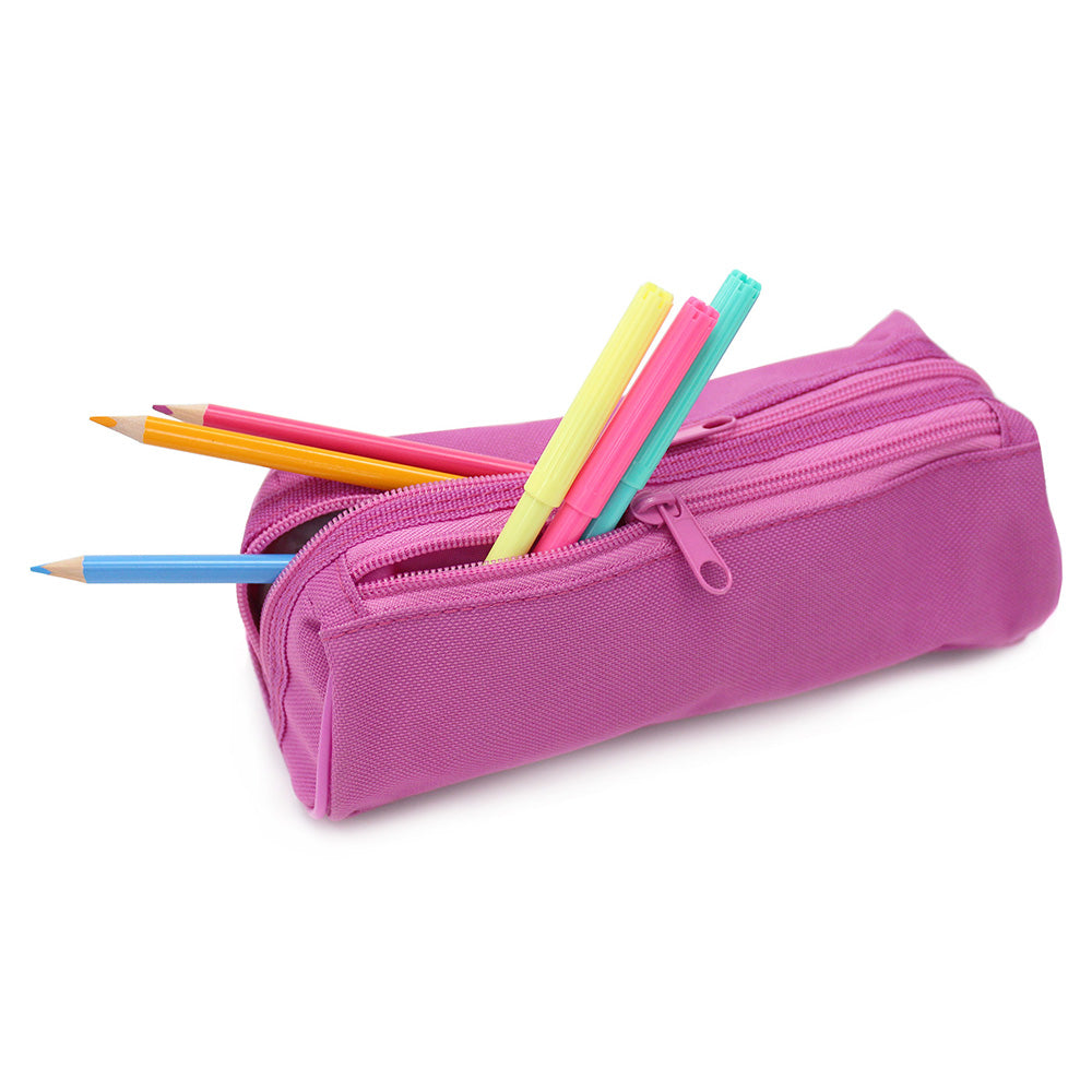 Pink Pencil Case 2 Pink Zips Boys Girls