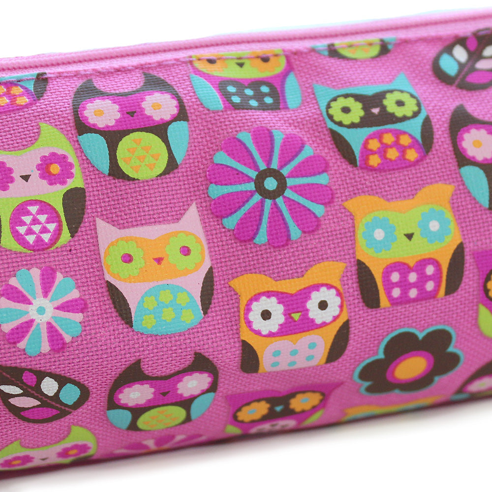 Pink Owl Pencil Case Girls Kids Barrel Pencil Cases