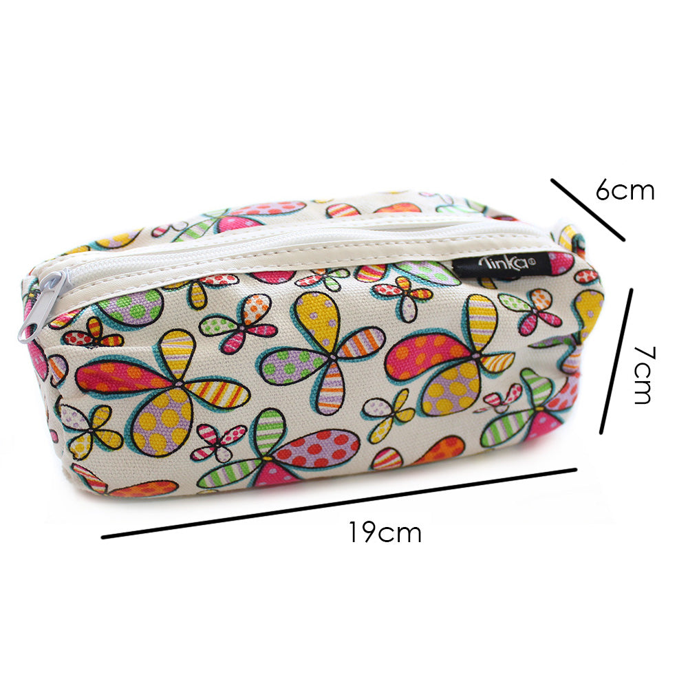 White Canvas Butterfly Small Pencil Case Girls Women