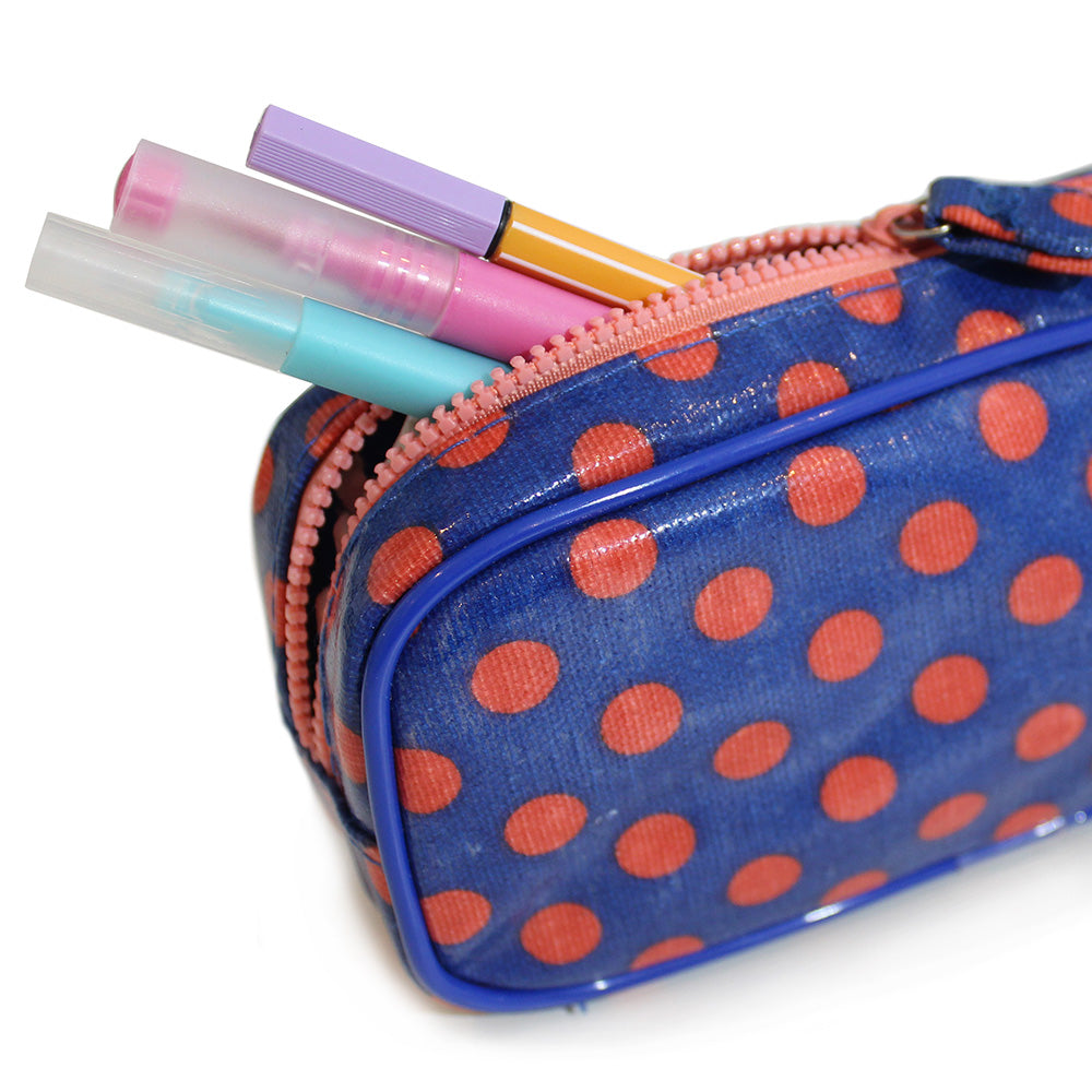 blue polka rectangle pencil case gifts women girls