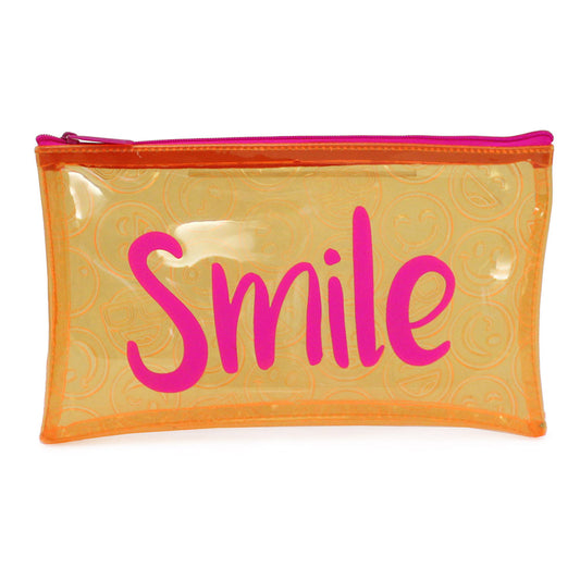 Orange Clear Embossed Smile Pencil Case Teenagers Girls