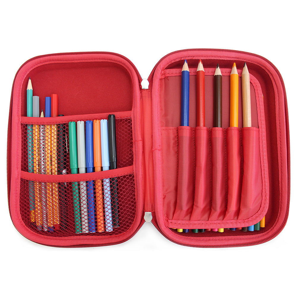 Red Hardtop Hardshell Pencil Case Boys Girls Teenagers