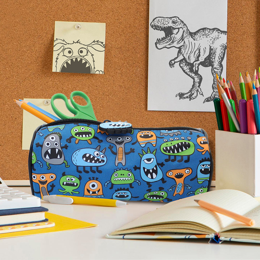 monster blue pencil case boys teenagers pencil cases