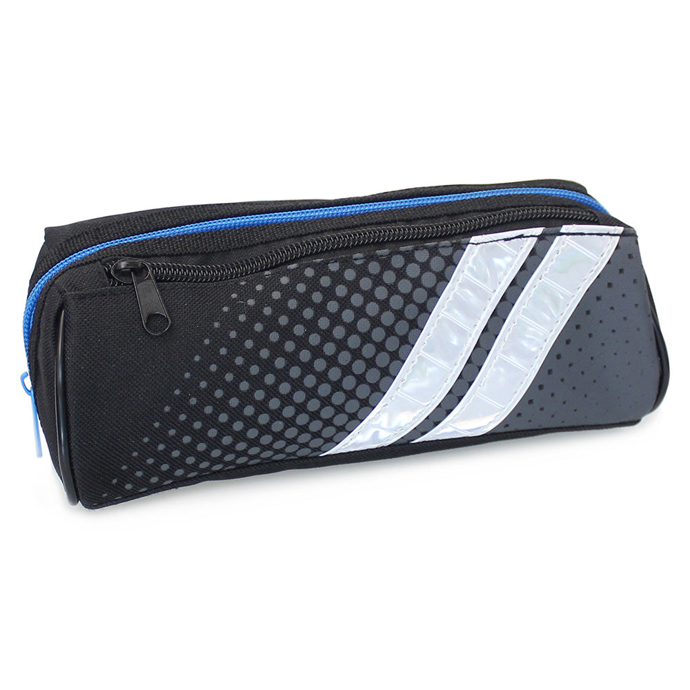 black pencil case 2 zips blue boys teenagers students