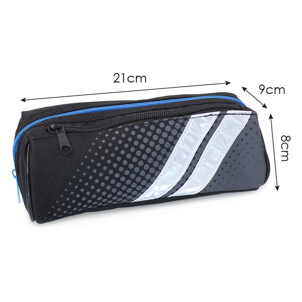 black pencil case 2 zips blue boys teenagers students