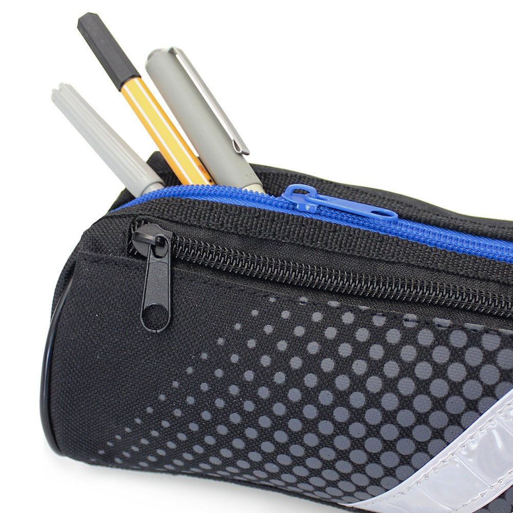 black pencil case 2 zips blue boys teenagers students