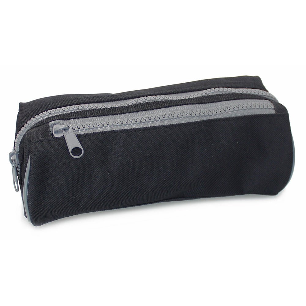 Black Pencil Case 2 Grey Zips Boys Girls