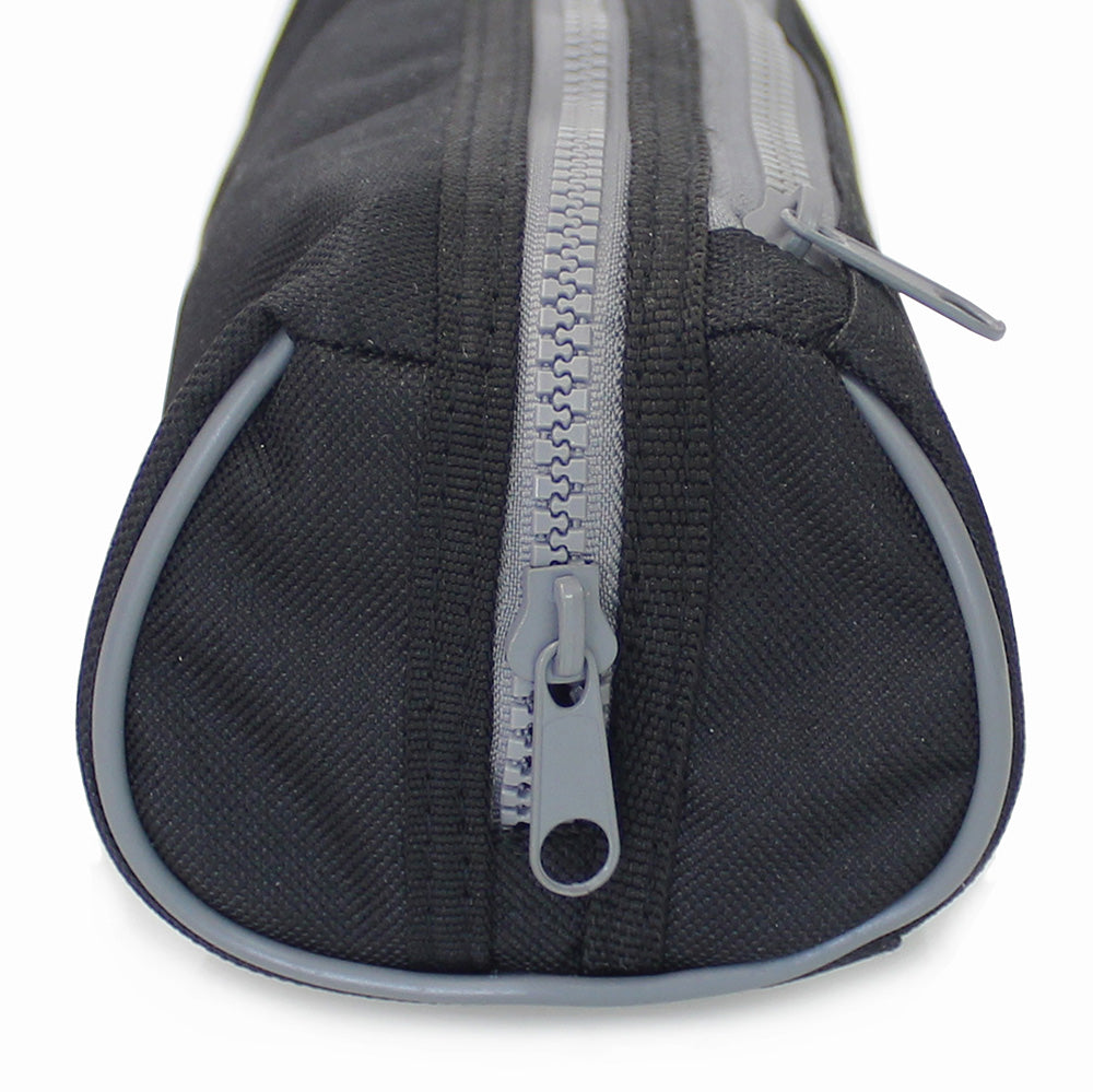 Black Pencil Case 2 Grey Zips Boys Girls