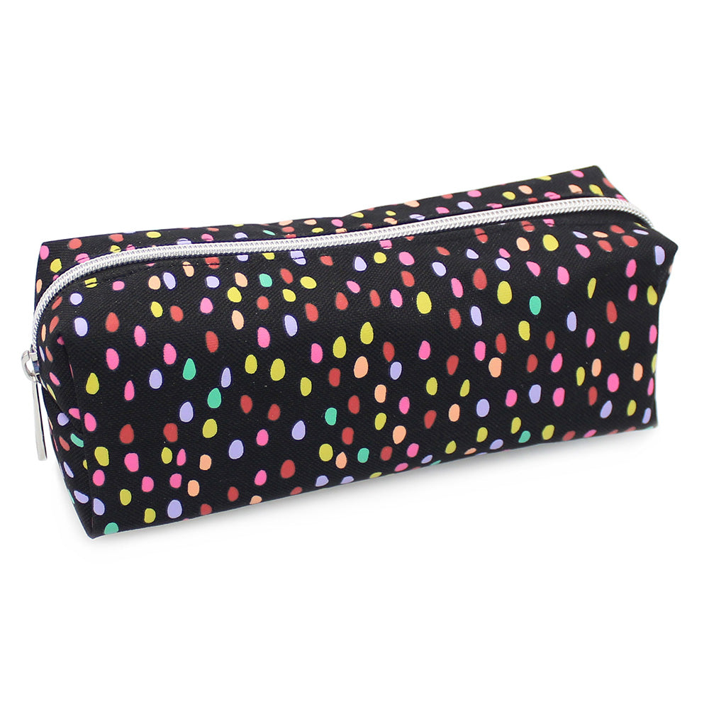 rainbow spots black pencil case girls women makeup bag