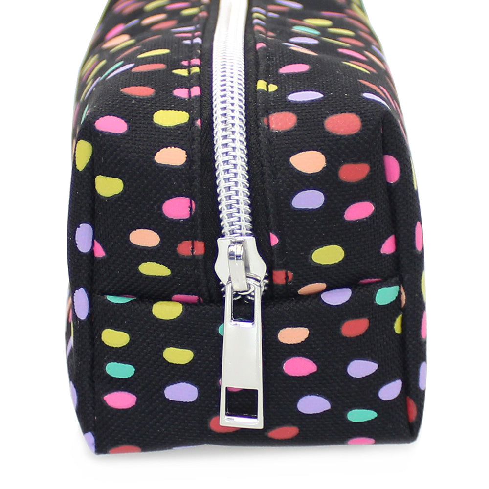 rainbow spots black pencil case girls women makeup bag