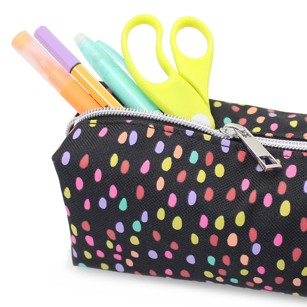 rainbow spots black pencil case girls women makeup bag