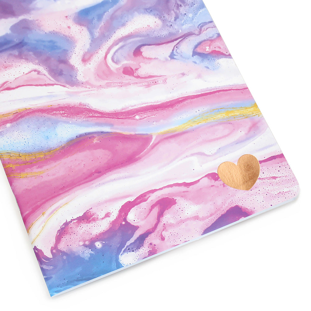 3x notebook marble pink girls teens student notepad