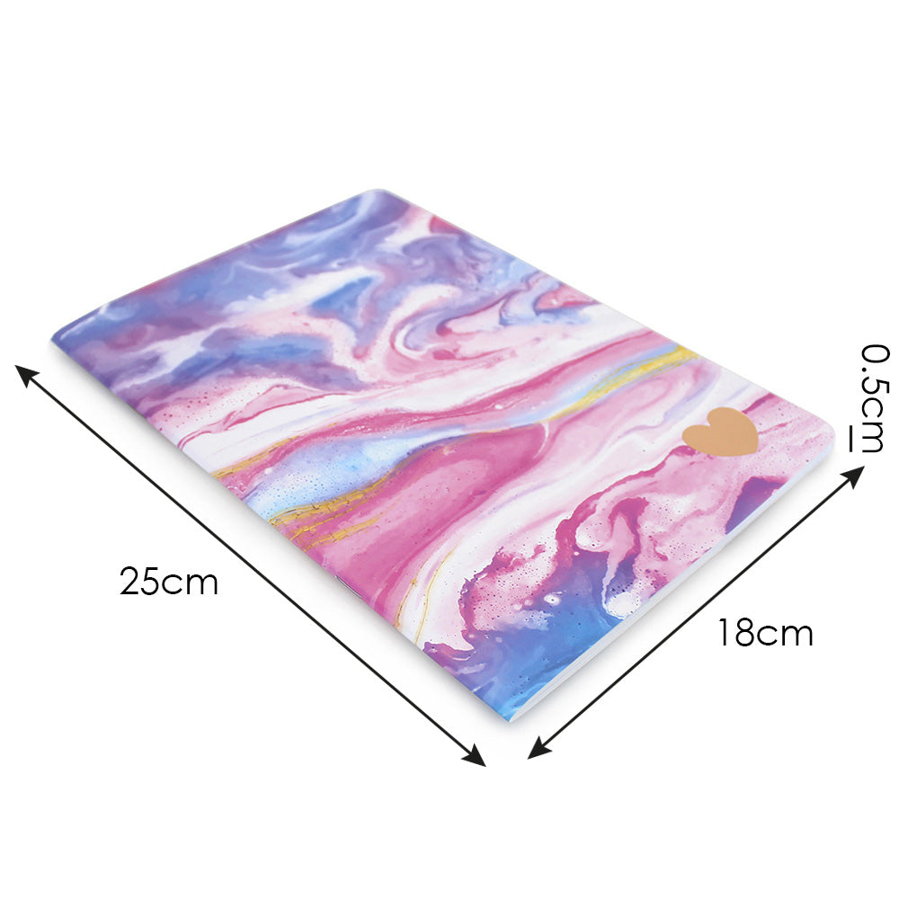 3x notebook marble pink girls teens student notepad