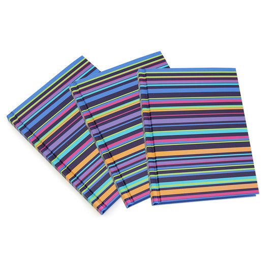 3 Striped A6 Hardback Notebooks Gifts Women Girls