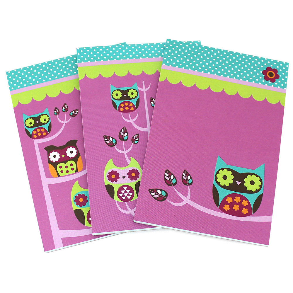 3 Pack Owl A6 Pocket Memo Pad Notepad Jotter