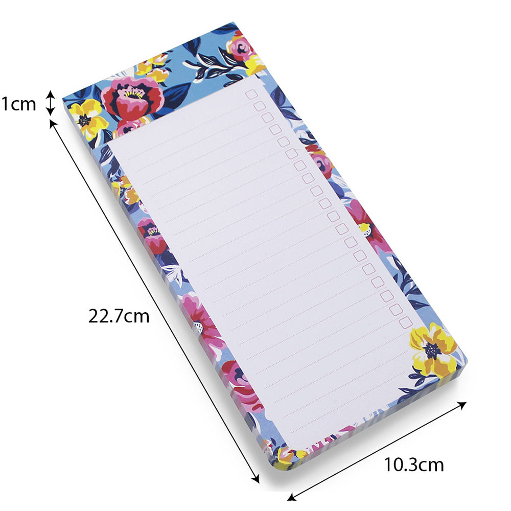 flowers magnetic fridge shopping list pad tear off notepad