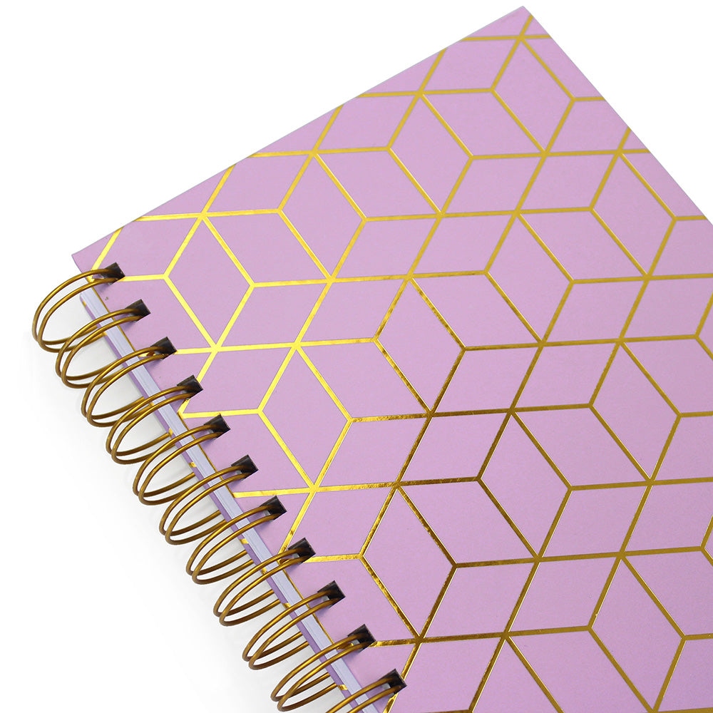 Lilac Geometric A5 Lined Hardback Notebook Women Girls