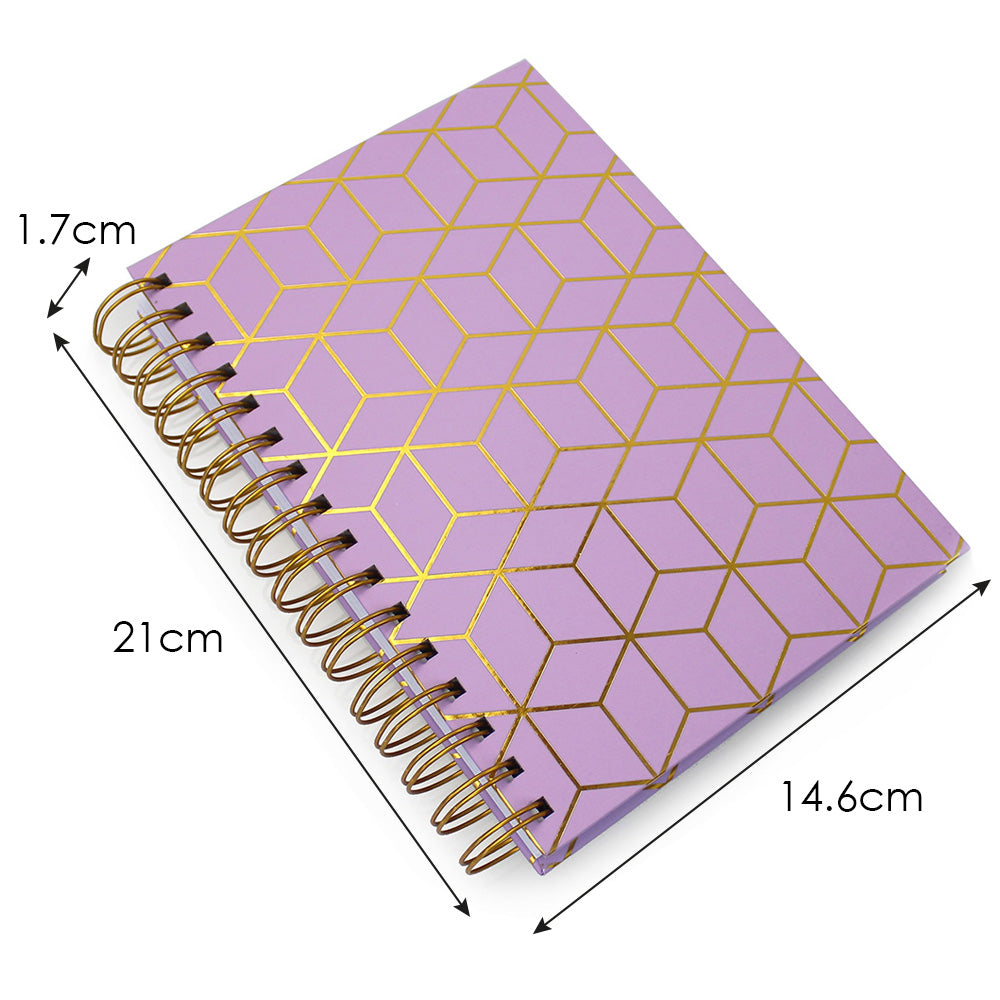 Lilac Geometric A5 Lined Hardback Notebook Women Girls