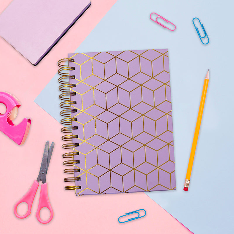 Lilac Geometric A5 Lined Hardback Notebook Women Girls